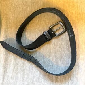 Vintage Levi's 90/36 Belt Black Leather Silver Tone Hardware Worn Workwear